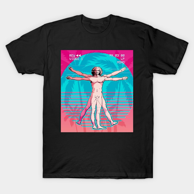 Vaporwave Aesthetic Vitruvian Man Soft Grunge Lofi Retro Gift T-Shirt by Alex21